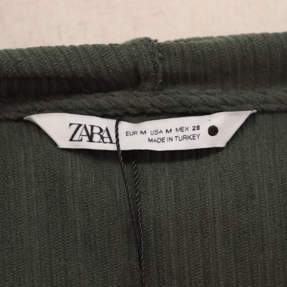 NWT ZARA Olive Green Hooded Ribbed Knit Henley Placket Mini Dress Size M - Picture 10 of 12